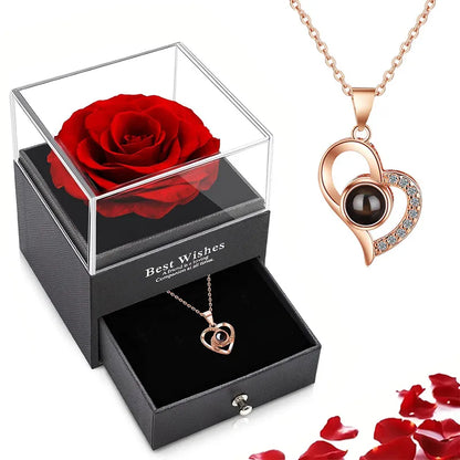 Say I Love You💕 in 100 Languages Projection Necklace in Rose Gift Box