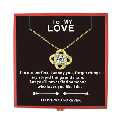 InfiniteLove™ Rose Box with Love Knot or I Love You Envelope Necklace and Special Message